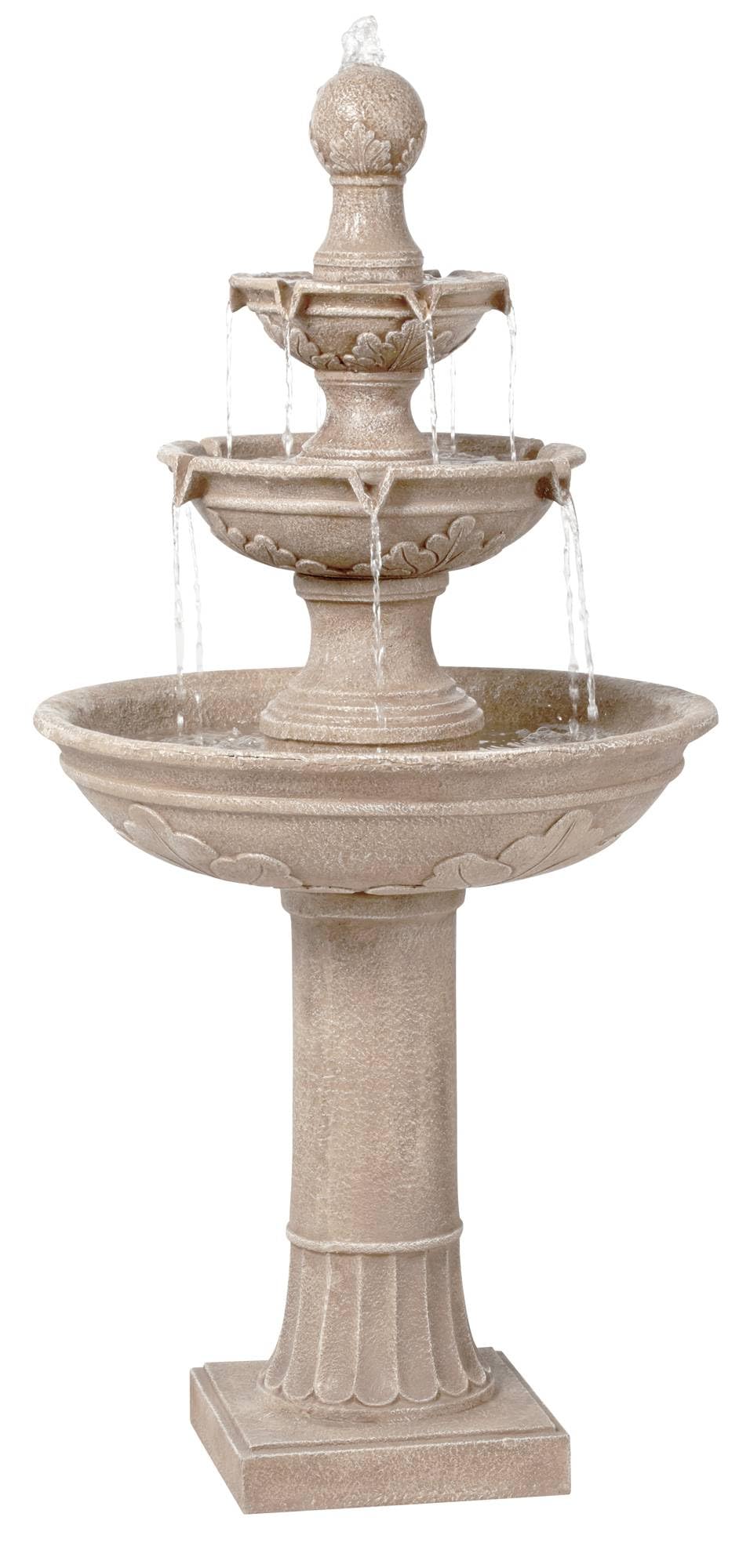 Outdoor Floor Bubbler Fountain and Waterfalls 48" High 3 Tiered Basins for Yard Garden