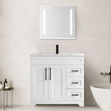 36” Luxurious Bathroom Vanity with Ceramic Sink Combo, White Bathroom Cabinet