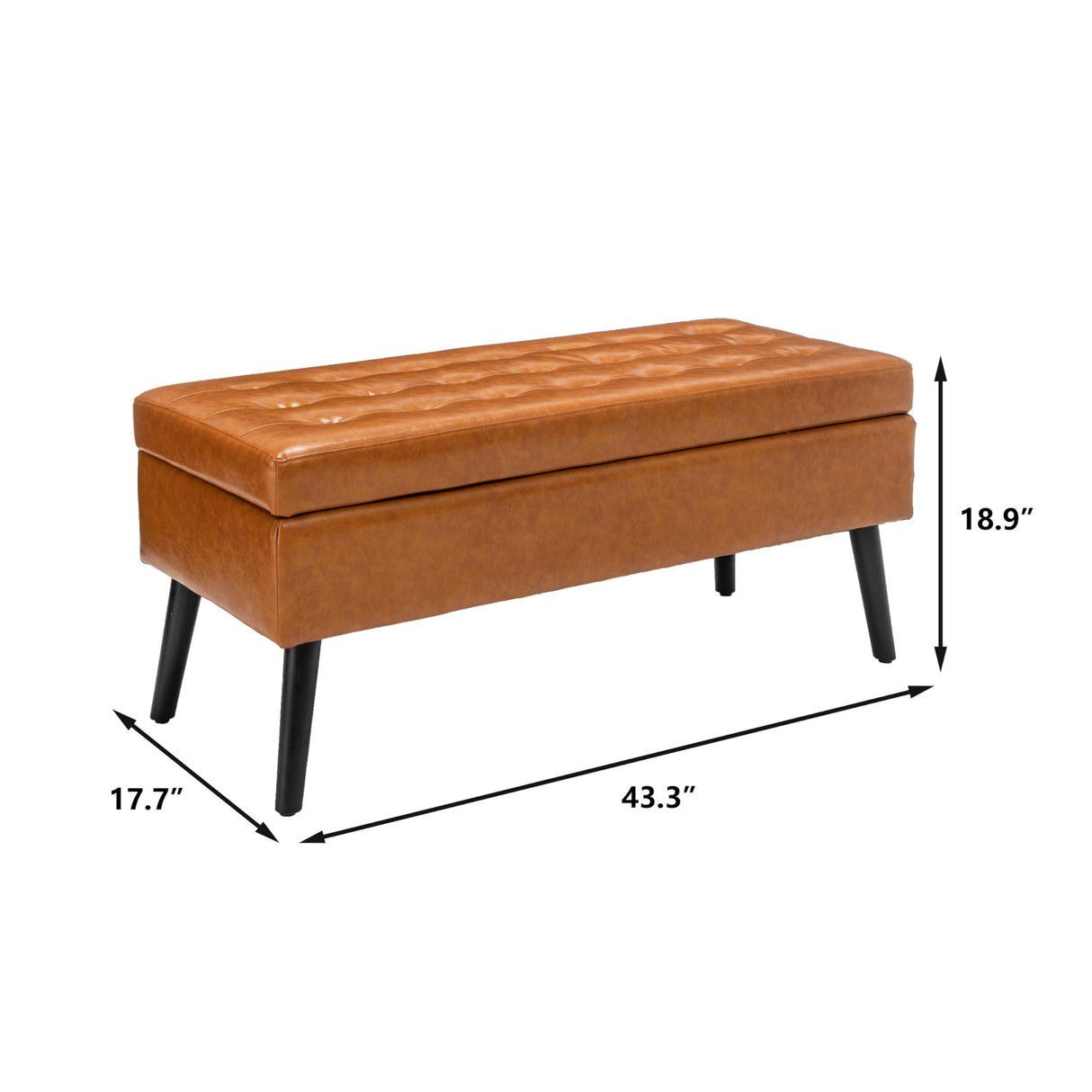 43.3" End of Bed Storage Bench, Tufted Foot Bench for End of Bed,