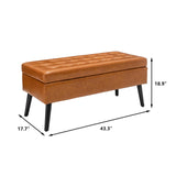 43.3" End of Bed Storage Bench, Tufted Foot Bench for End of Bed,