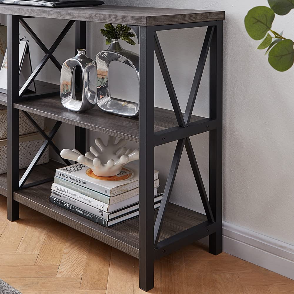 Industrial Console Table, Rustic Wood and Metal Sofa Table, Hallway Entry Table
