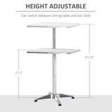 24 Inch Square Bar Table 43" H Adjustable Stainless Steel Top Aluminum Frame