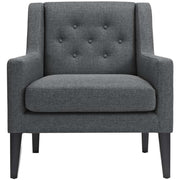 Earnest Button Tufted Mid-Century Modern Accent Arm Lounge Chair in Gray