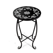 25 Inch High Patio Side Table, 18 Inch Wide Round Metal Side Table, Weather Resistant Anti - Rust Outdoor Side Table for Living Room Sofa Couch, Easy Assembly Bistro Table End Table Drink Table - Bircata