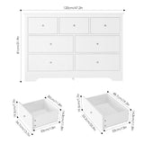 White Dresser 7 Drawer Dresser, 47.2'' White Chest of Drawers Modern Dresser