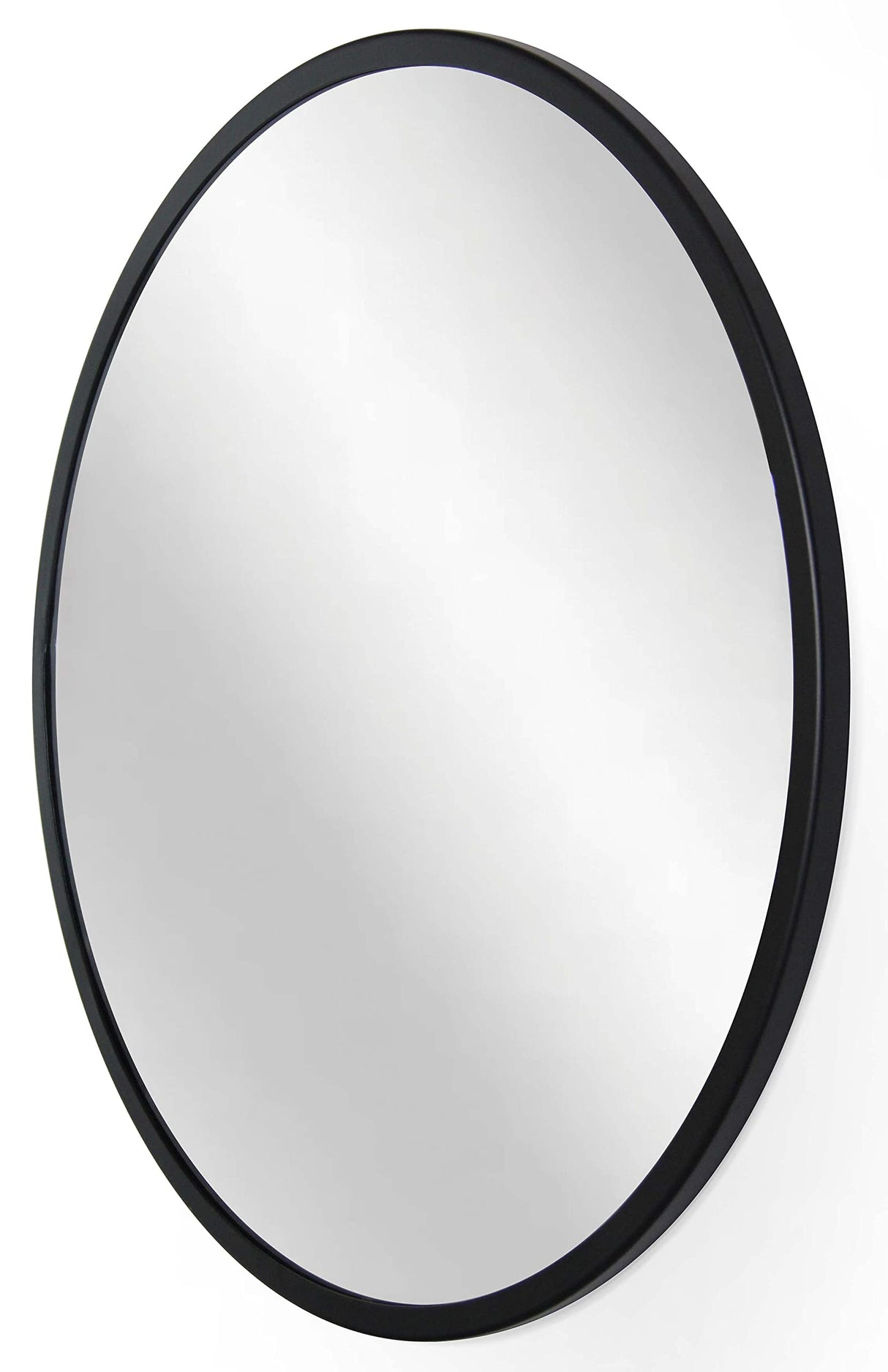 24 inch Round Mirror, Matte Metal Frame, Modern Decorative Mirror for Living Room