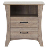 Wooden 2-Drawer Nightstand with Open Shelf in Rustic Natural