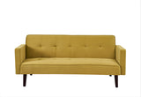 Container Furniture Direct Velvet Upholstered Convertible Folding Futon Sofa Bed Modern Tufted Sleeper Couch for Compact Living Room, Bedrooms, Apartments, and Dorm, 72 Inch, Golden Yellow