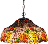 Pendant Light, Stained Glass Chandelier Lamp Tiffany Stylish 3 Lights Bronze Ceiling