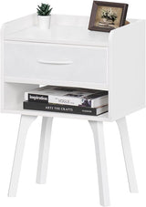 Black Nightstand, Bed Side Table with Drawer Open Shelf, Wood Nightstands