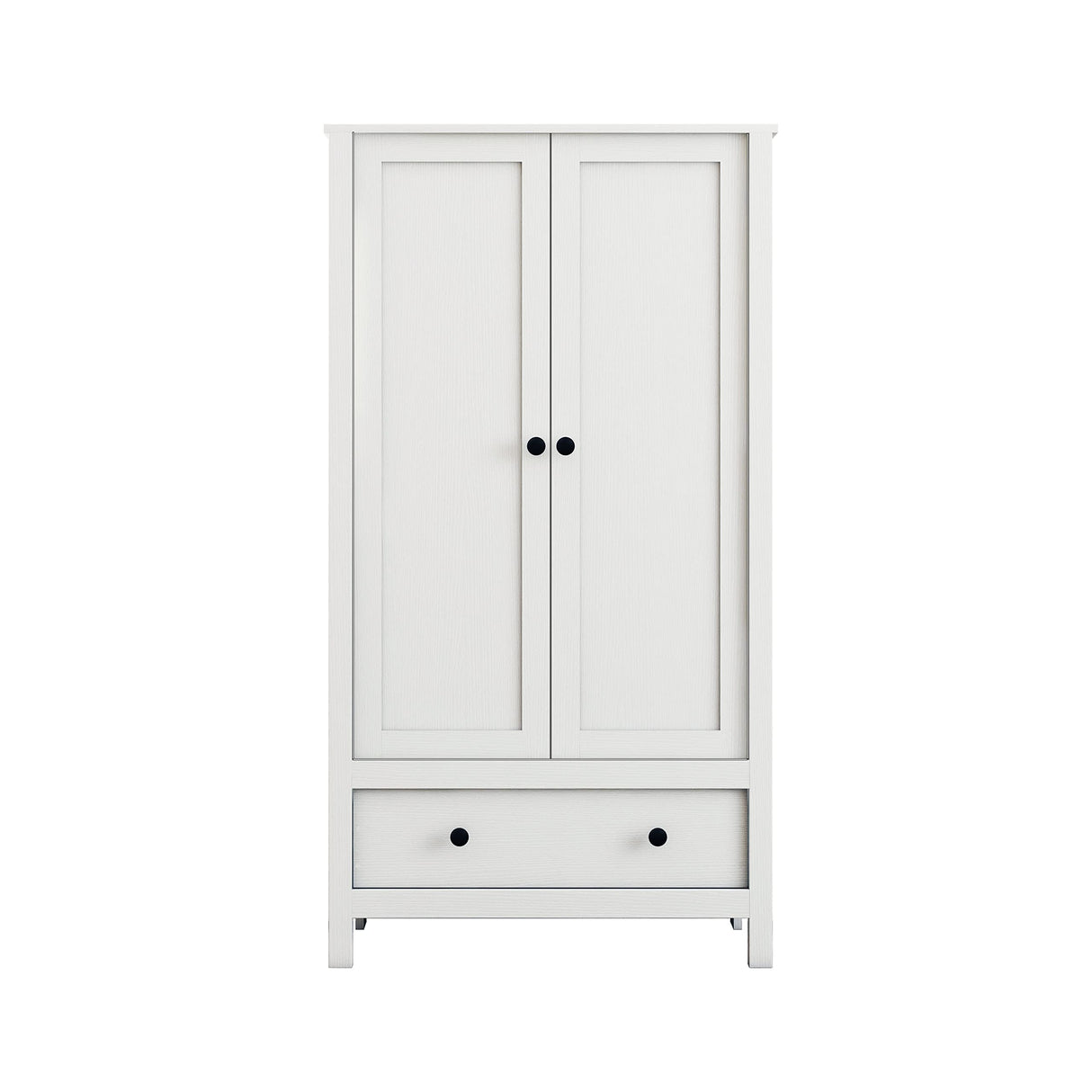 2 Door Wardrobe, Armoire with Drawer for Bedroom (White)