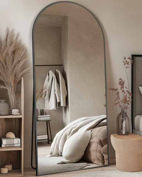 Full Length Mirror, 68"x26" Floor Mirror, Arched Full Body Mirror with Stand Large Floor