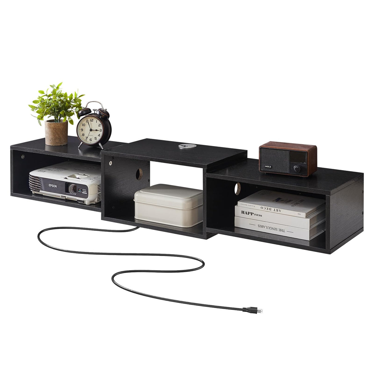 Floating TV Stand Wall Mounted with Power Outlet