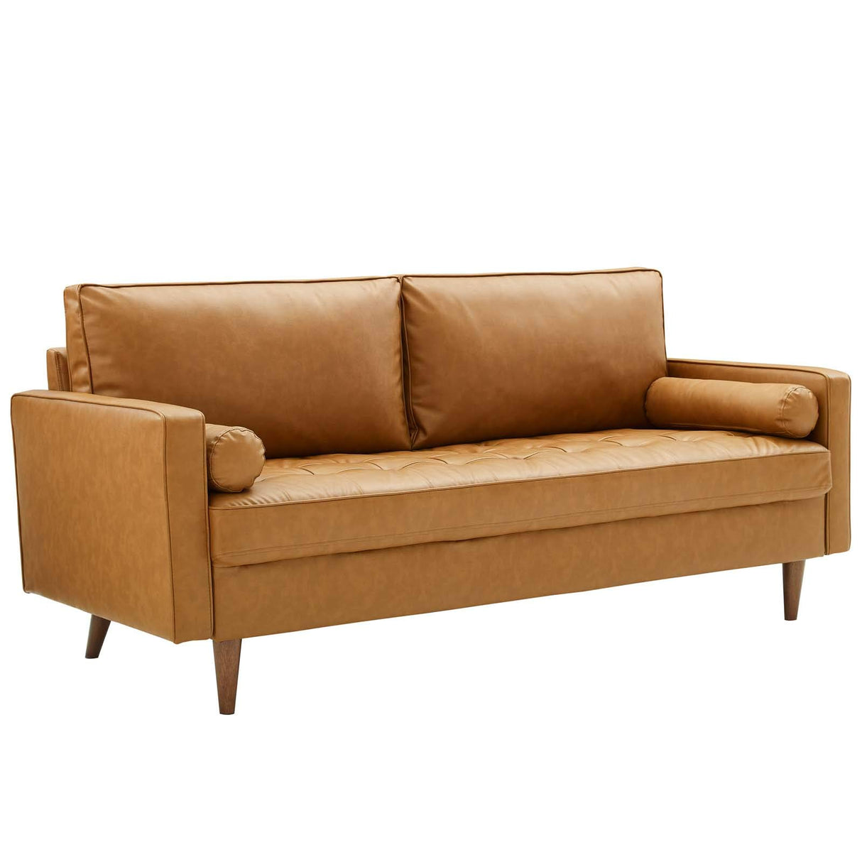 EEI-3765-TAN Valour Upholstered Faux Leather Sofa, Tan