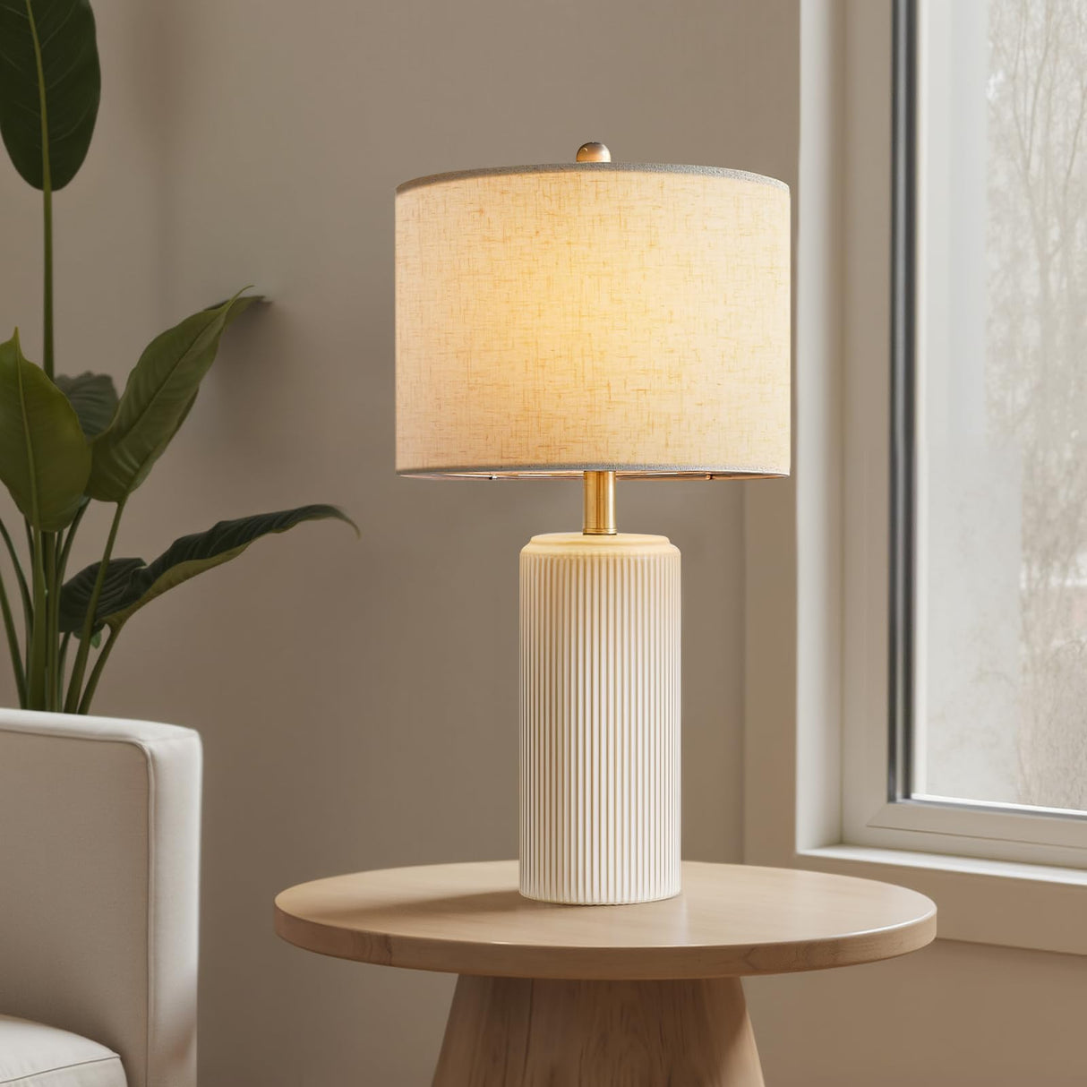 23" Ceramic Table Lamp Set of 2 - 3-Level Dimmable Farmhouse Bedside Lamps