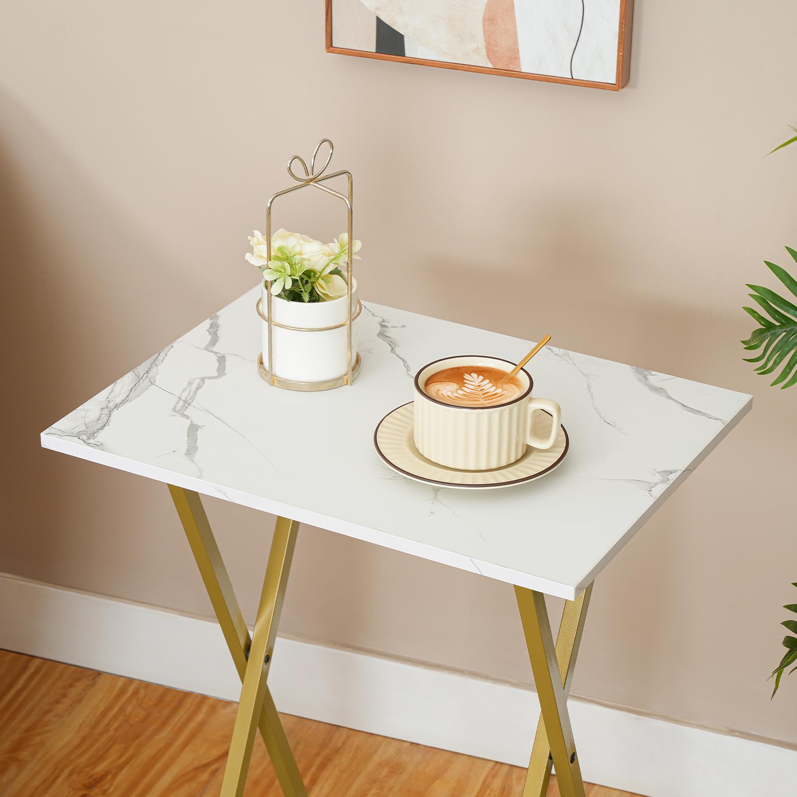 Hoobro Foldable Snack Table – Compact Sofa Side Tray for Small Spaces