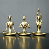 Lot of 3 Meditation Yoga Pose Statue Figurine Ceramic Yoga Figure Set Decor