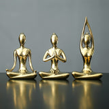 Lot of 3 Meditation Yoga Pose Statue Figurine Ceramic Yoga Figure Set Decor