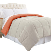 Genoa Queen Size Box Quilted Reversible Comforter, Orange and Gray