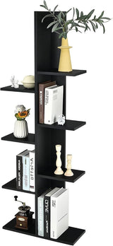 Bookshelf, Wooden Symmetrical Open Bookcase, Artistic Book Organizer