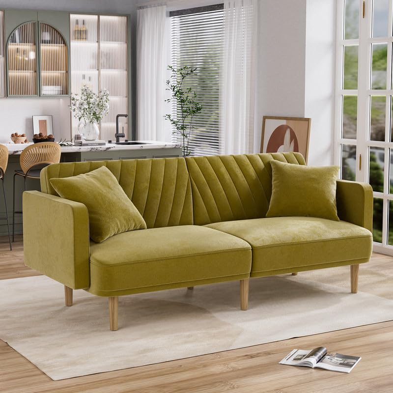 Velvet Couch, Futon Sofa Bed, Sleeper Sofa, Loveseat,Mid Century Modern