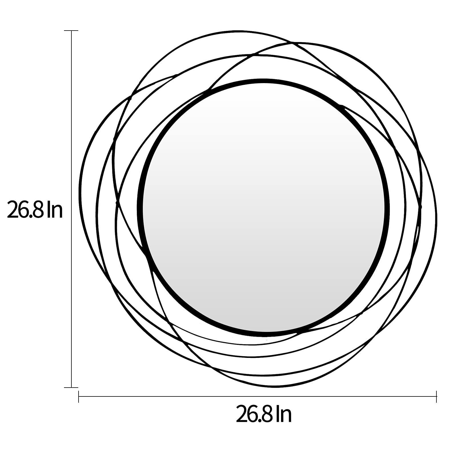 26.8" Round Black Wall Mirror - Large Circle Mirror with Metal Frame