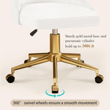 Velvet Vanity Desk Chair - Height Adjustable Swivel Office Chair with Gold Base