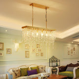 6-Lights Gold Chandeliers for Dining Room, Modern Crystal Pendant Light Fixture,