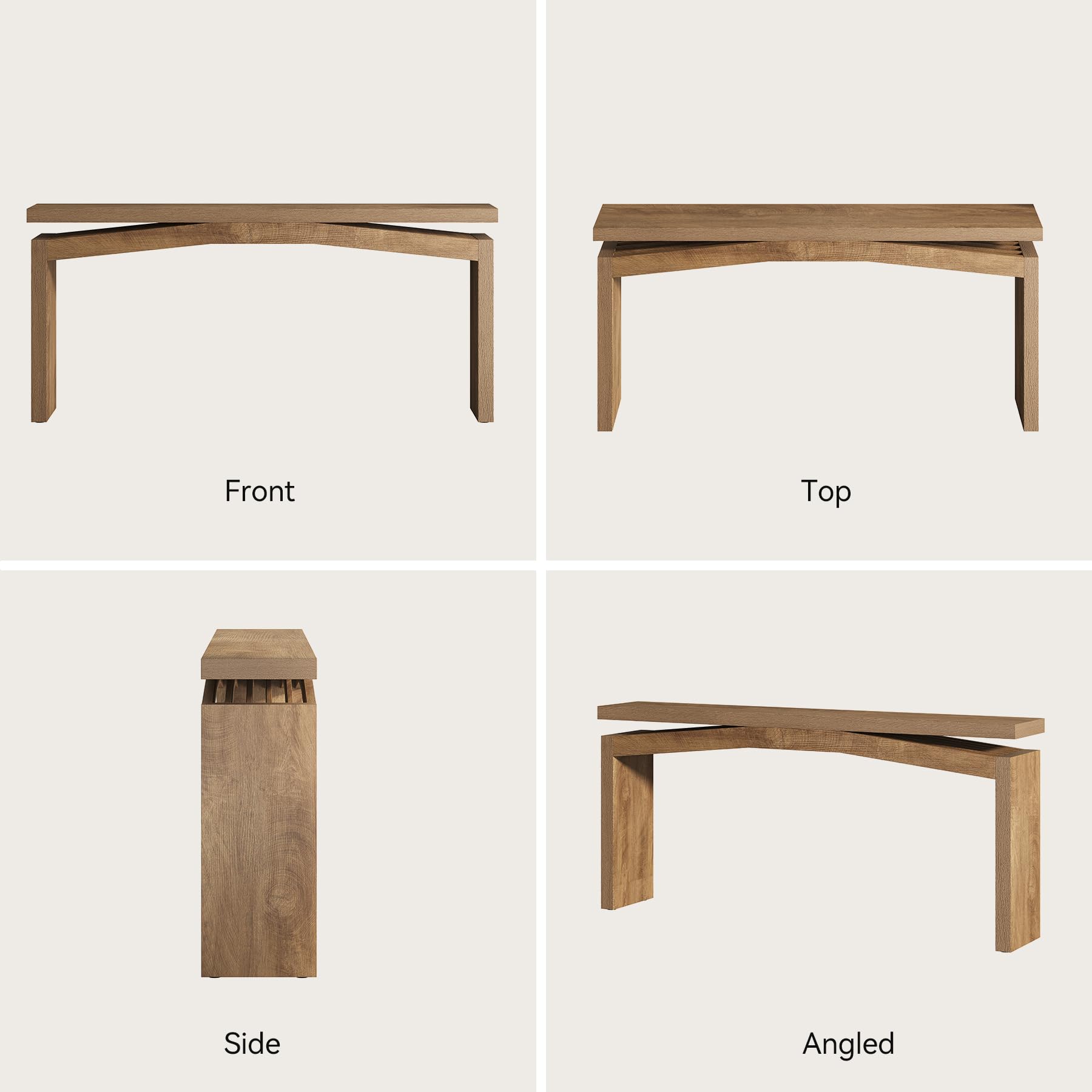 63-Inch Farmhouse Console Table - Natural Brown Wood