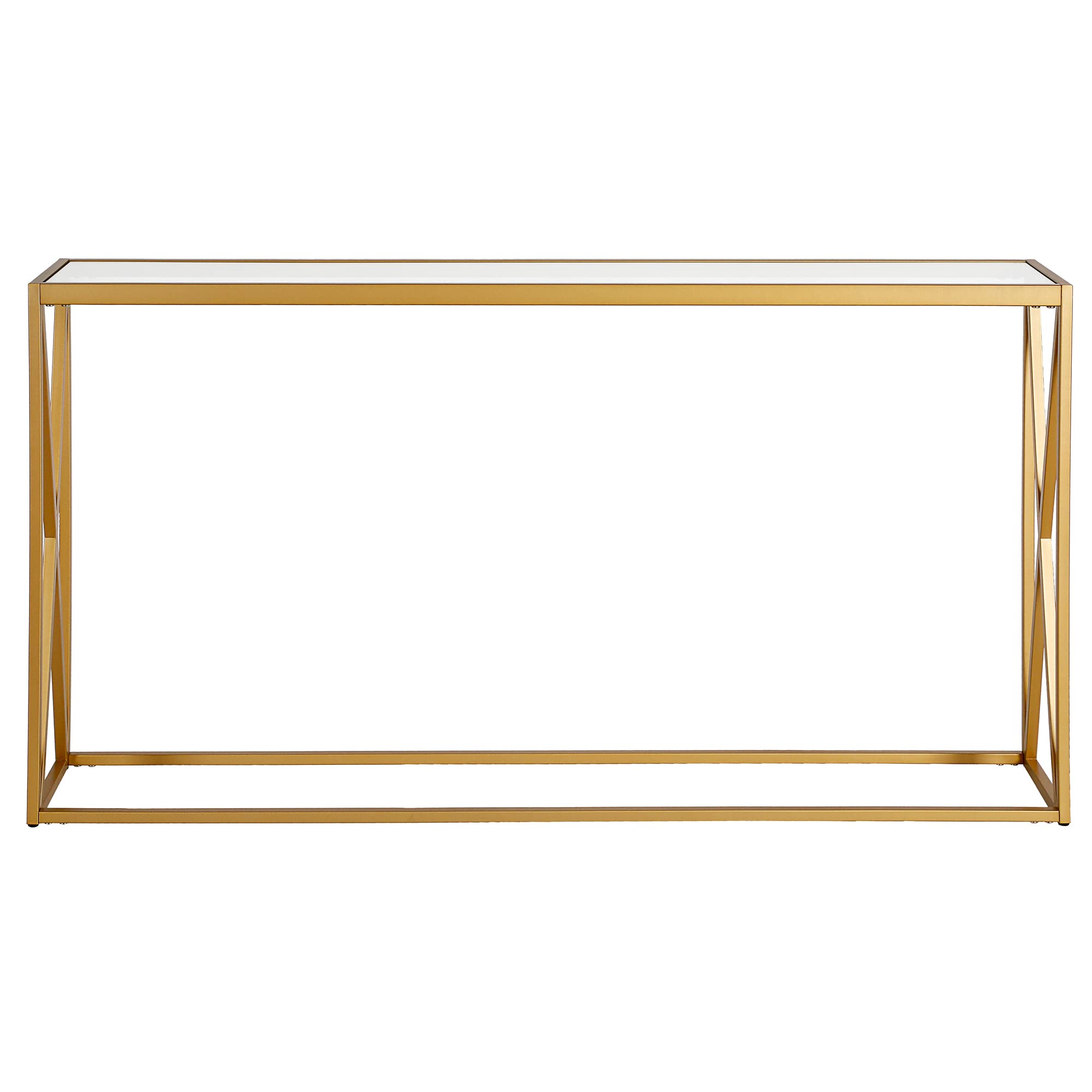 Arlo 55'' Wide Rectangular Console Table in Brass