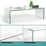 Glass Coffee Table, 42.5" L × 20" W ×14" H, Modern Home Furniture