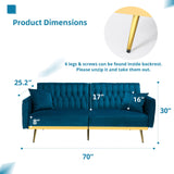 70” Velvet Futon Sofa Bed w/Adjustable Armrests and Backrest, Convertible Futon Couch