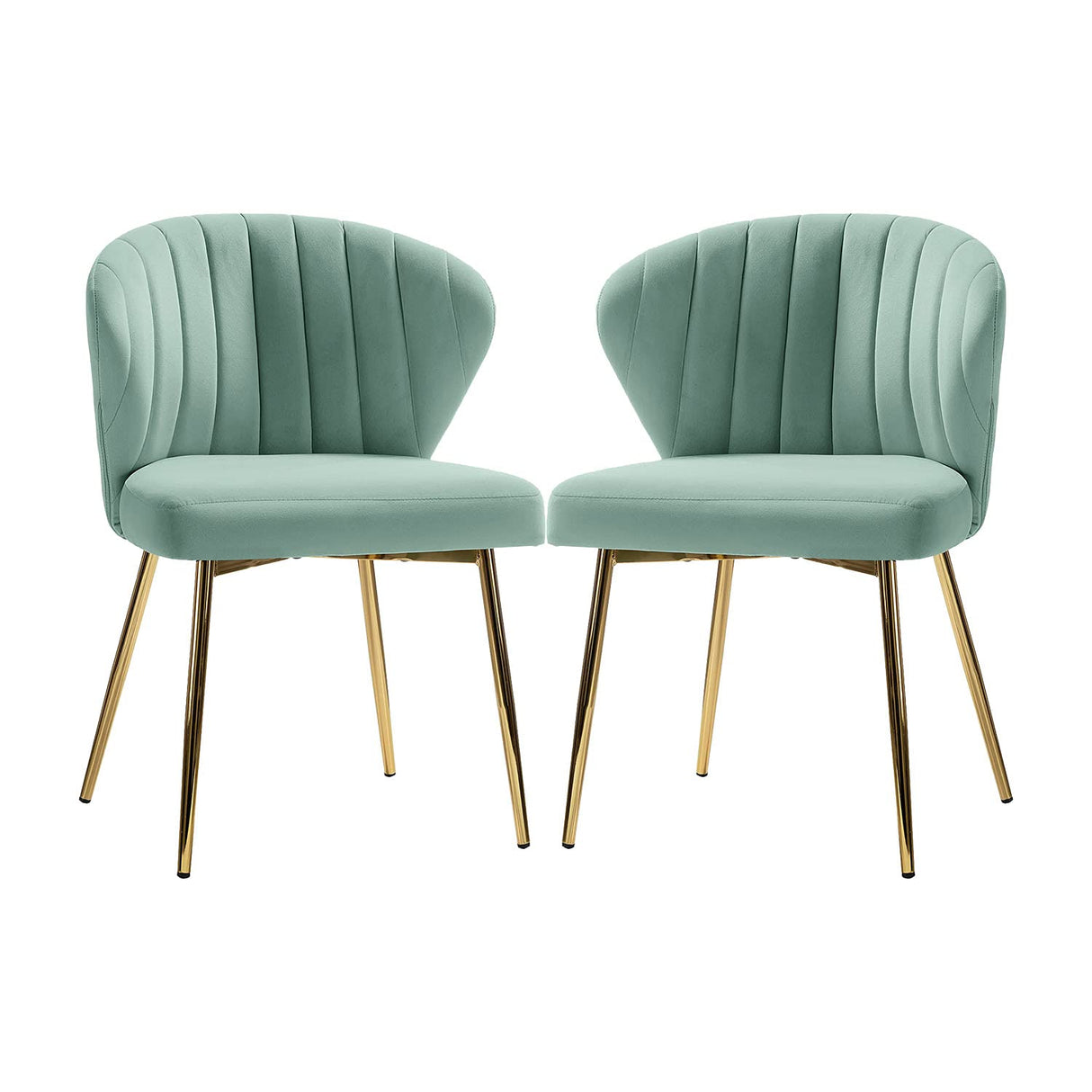 Velvet Dining Chairs Set of 2, Modern Upholstered Side Chair with Golden Legs,