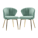 Velvet Dining Chairs Set of 2, Modern Upholstered Side Chair with Golden Legs,