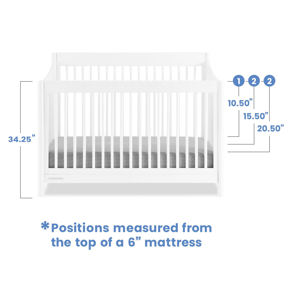 Brooks 6-in-1 Convertible Crib - Greenguard Gold Certified, Bianca White