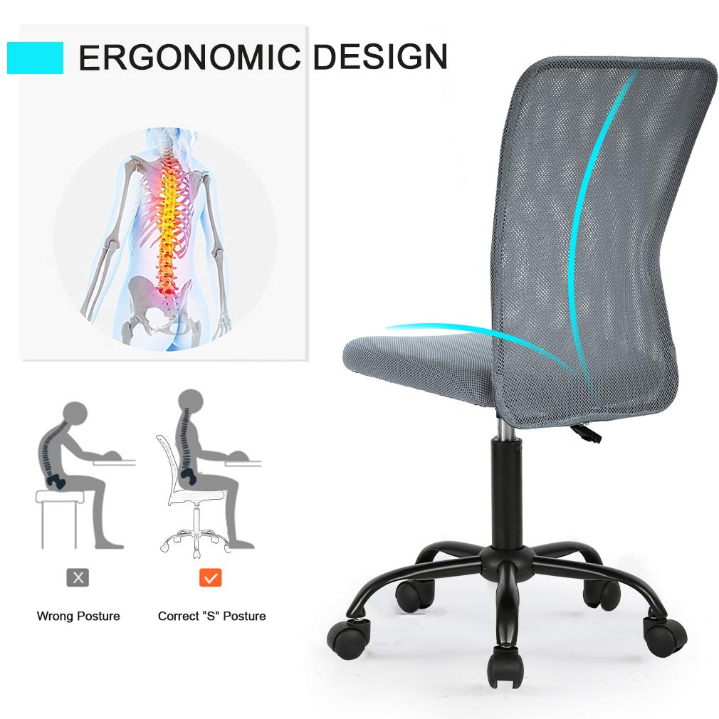 Mesh Computer Small Desk Lumbar Support Modern Executive Adjustable Mid Back