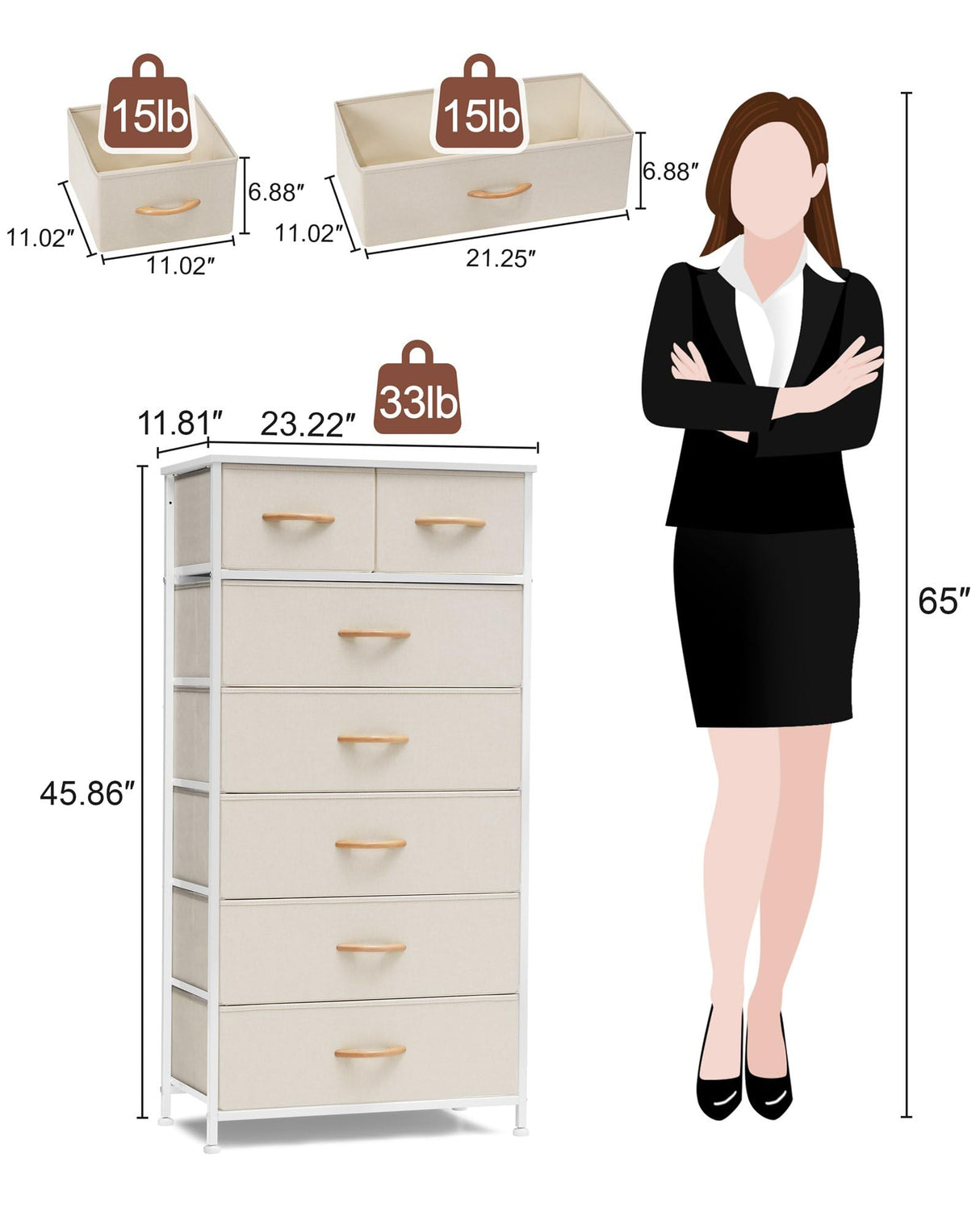 Products Vertical Dresser Storage Tower - Sturdy Steel Frame, Wood Top, Easy Pull Fabric