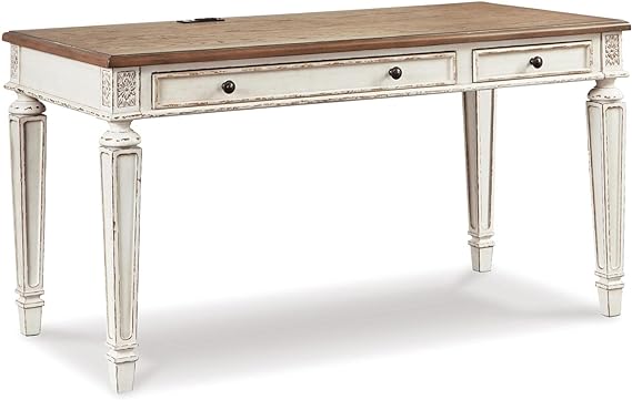 Signature Design by Ashley Realyn French Country 60" Home Office Lift Top Desk with USB Charging