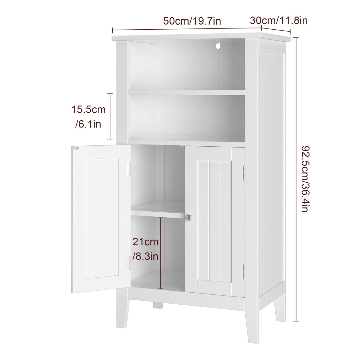 Bathroom Storage Cabinet, Free Standing Bathroom Cabinet with 2 Doors and Adjustbale