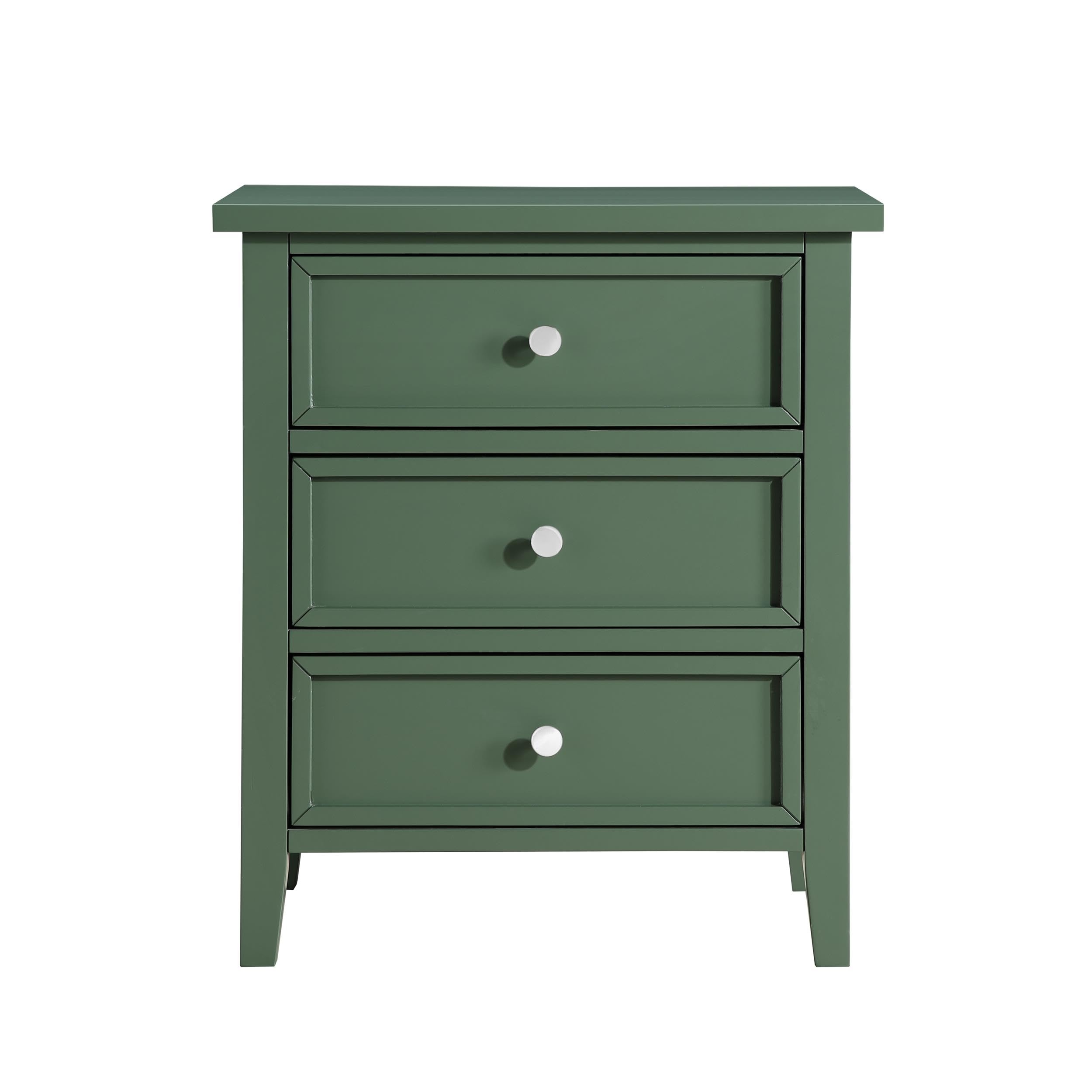 Lennon 3-Drawer Vintage Green Wood Nightstand
