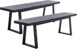 60" Black Dining Bench, Wooden Table Bench with Metal Legs, Modern Kitchen Bench for Enrtyway/Indoor/Dining Room