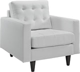 Empress Mid-Century Modern Upholstered Leather Loveseat In White