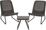 3 Piece Resin Wicker Patio Furniture Set with Side Table and Outdoor Chairs