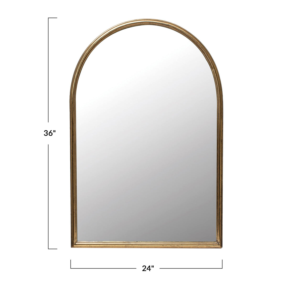 Arched Metal Framed Wall Mirror, Gold