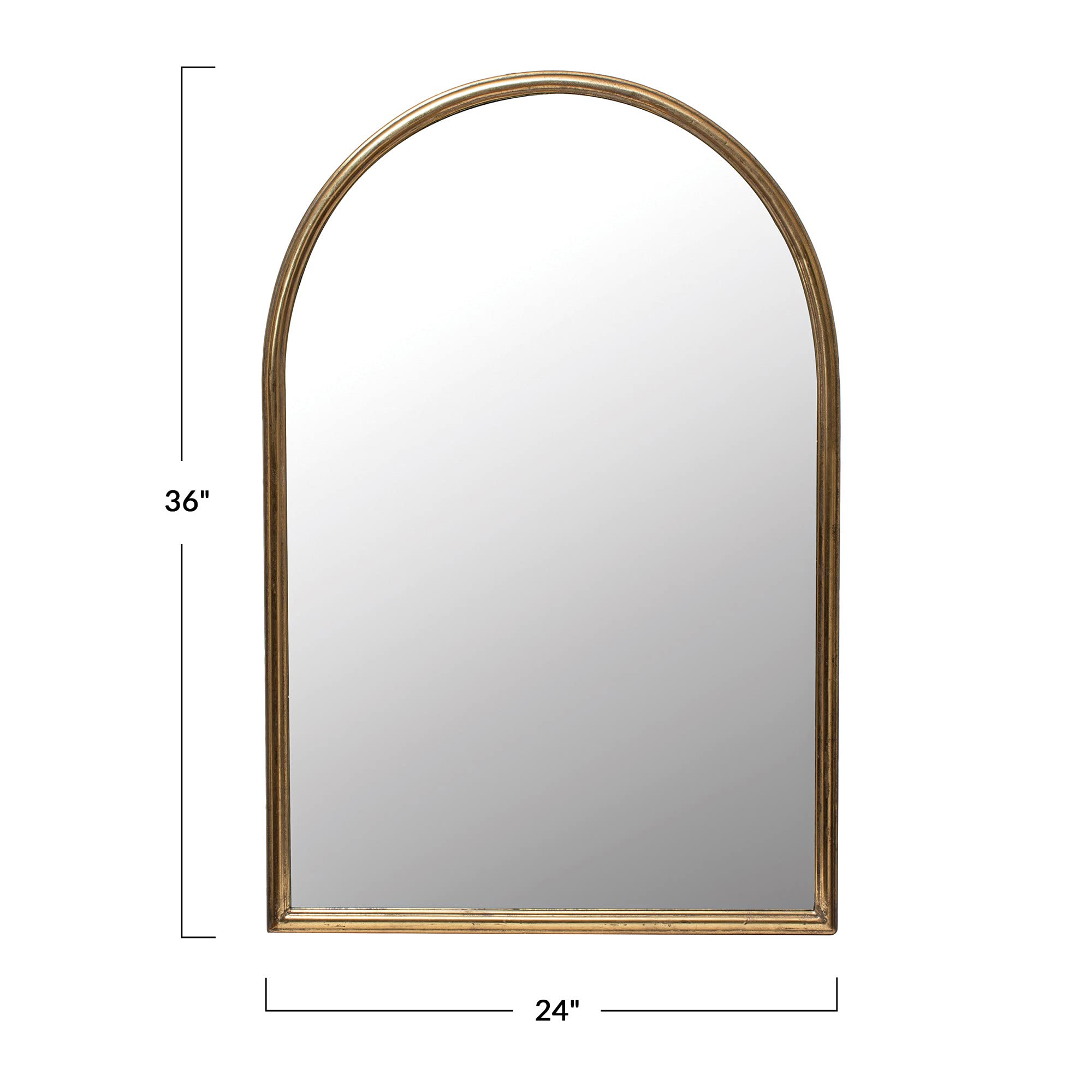 Arched Metal Framed Wall Mirror, Gold