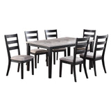 Piece Dining Set, Rectangular Table, 6 Padded Chairs, Finish, Espresso and Gray