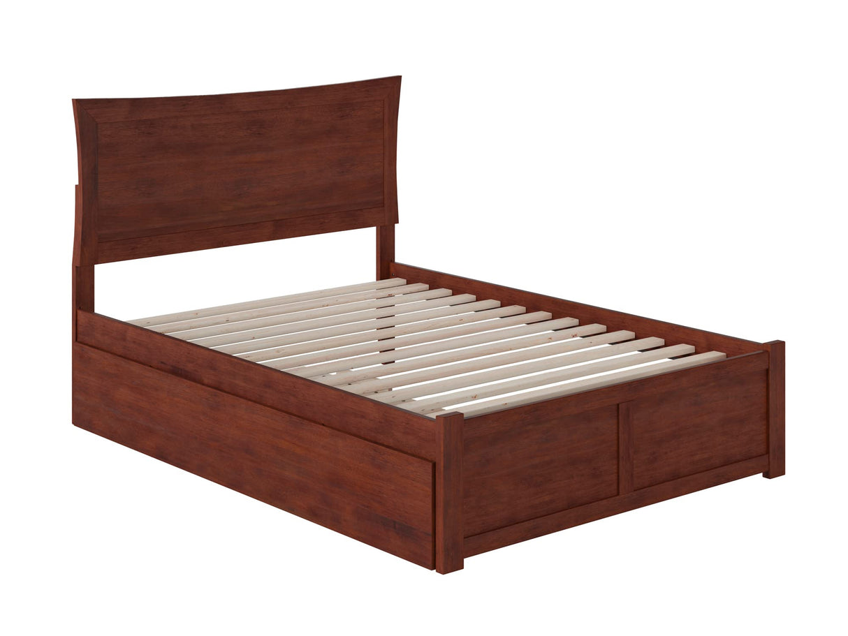 AR9032014 Metro Platform Bed with Twin Size Urban Trundle, Full, Walnut