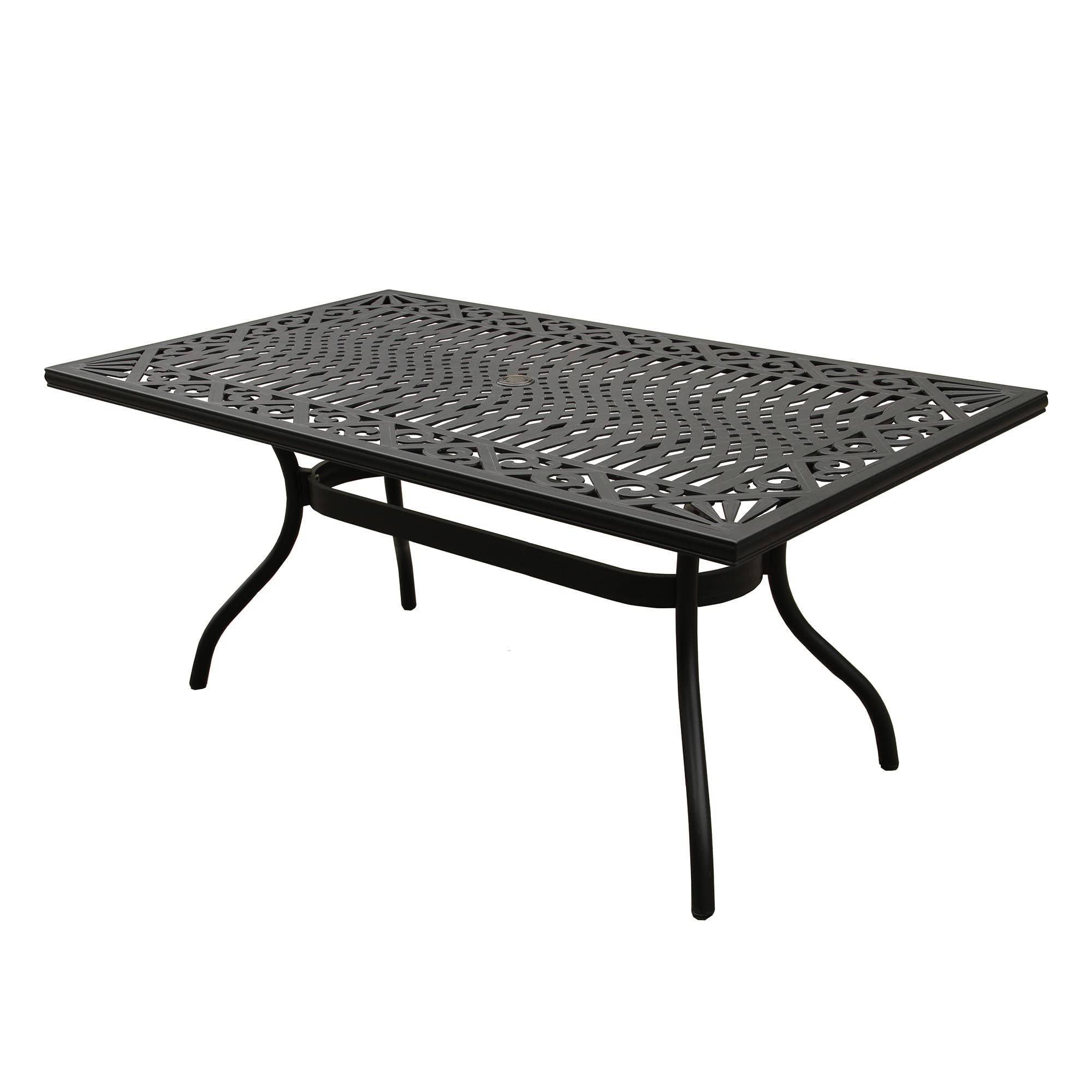 1827-2777(6)-LBK Modern Ornate Outdoor Mesh Aluminum 68-in Black Rectangular