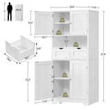 Tall Storage Cabinet, Bathroom Cabinet with Doors & Adjustable Shelves, Linen Cabinet with 2 Drawers