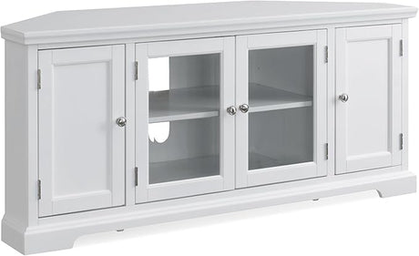 85386 Corner TV Stand with Enclosed Storage for 65" TV's, White